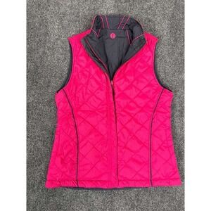 Sunice Vest Womens Medium Pink Diamond Quilted Reversible Full Zip Golf Outdoor